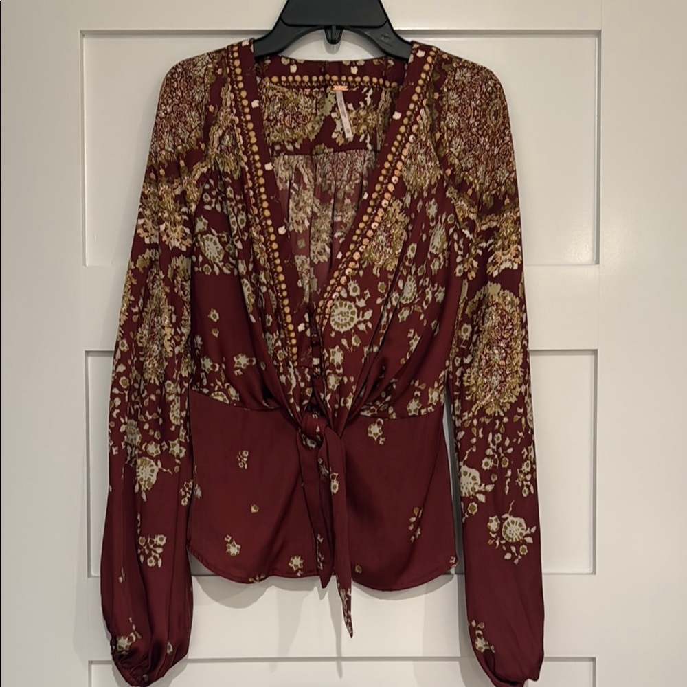 Floral Burgundy Blouse